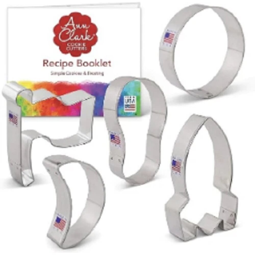 Ann Clark Cookie Cutter Set 5-Piece Man on Moon Space NASA Moon Rocket MADE USA